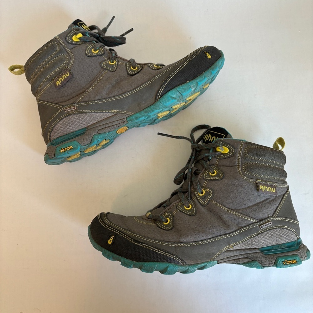 Ahnu Womens Gray Blue Sugarpine Casual Outdoor Waterproof Hiking Boots Size 6.5 - Picture 9 of 12